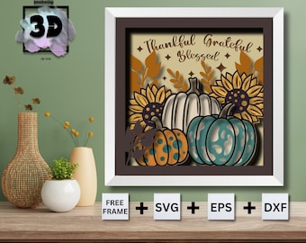 3D Sunflower Pumpkin Svg, Pumpkin Flower shadow box svg, THANKFUL svg, Pumpkin Mandala Svg, for cricut - for silhouette