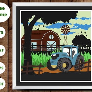 3D FARM Shadow Box Svg, TRACTOR Svg, Farm House Paper Cut, Cricut File - Cardstock Svg - File Silhouette