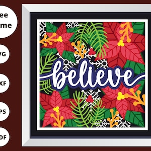 3d BELIEVE Svg, CHRISTMAS Shadow Box Svg, Cardstock Svg - for cricut - for silhouette