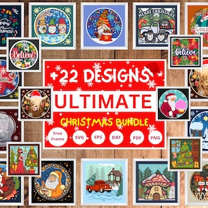 Pack 20 Christmas Shadow Box - Winter Shadow Box - Merry Christmas 3D Svg Decoration - Xmas Paper Cutting Template SVG