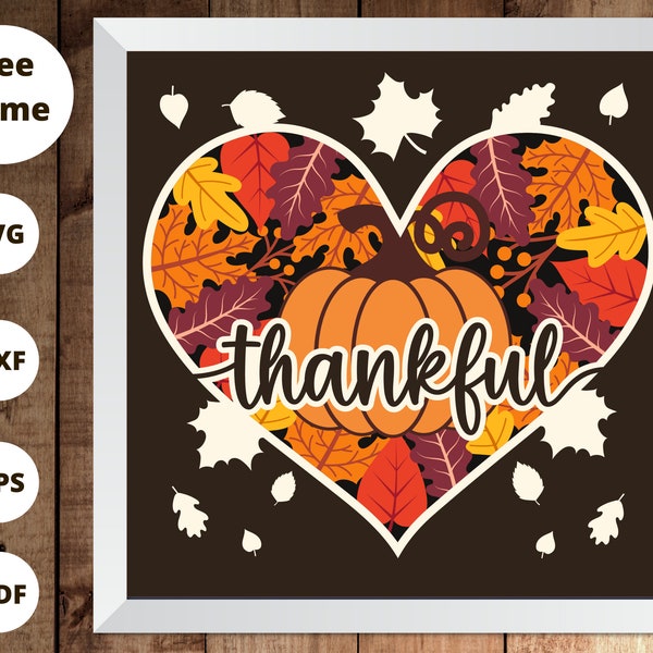3D THANKFUL Shadow Box Svg, THANKSGIVING Svg, 3d Layered Svg, Fall svg, Files For Cricut
