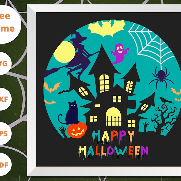 3D Happy HALLOWEEN SVG, HALLOWEEN Shadow Box Svg, For Cricut - Cardstock Svg - For Silhouette