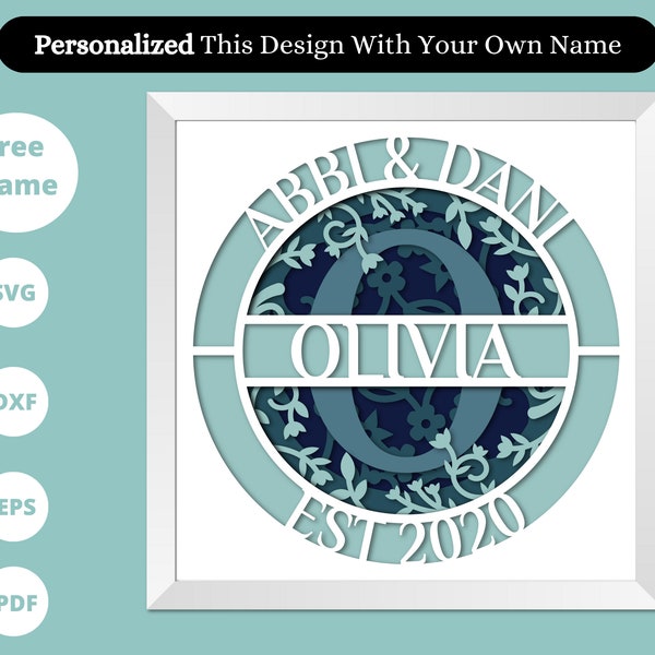 Personalized Family Split Monogram A-Z Shadow Box, Last Name SVG, Split Monogram, Housewarming Gift, Wedding Monogram, Anniversary Personalized Family Split Monogram A-Z Shadow Box, Last Name SVG, Split Monogram, Housewarming Gift, Wedding Monogram, Anniversary