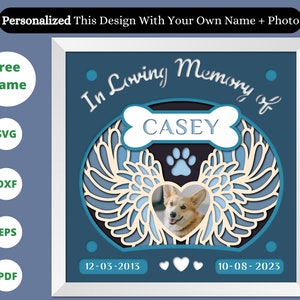3D anpassbare Angel Pet Memorial Shadow Box SVG, Pet Memorial SVG, Dog Memorial, Cricut Dateien, Cardstock Svg, Silhouette Dateien