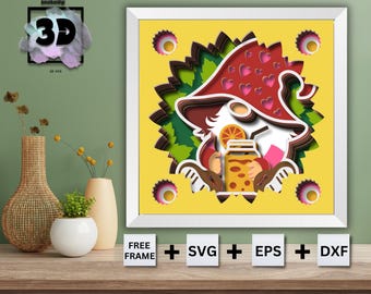 Citron Gnome Shadow Box SVG, 3D Gnome SVG, Citron Layered SVG, Shadow Box svg, Mandala svg pour Cricut, Summer Gnome svg, 3D Layered svg