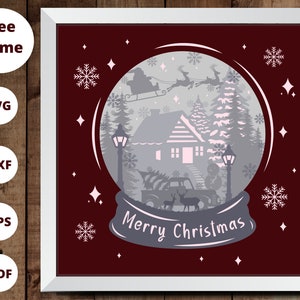 MERRY CHRISTMAS Santa Globe Svg, SANTA Shadow Box, 3d Layered Svg, Christmas svg, Files For Cricut