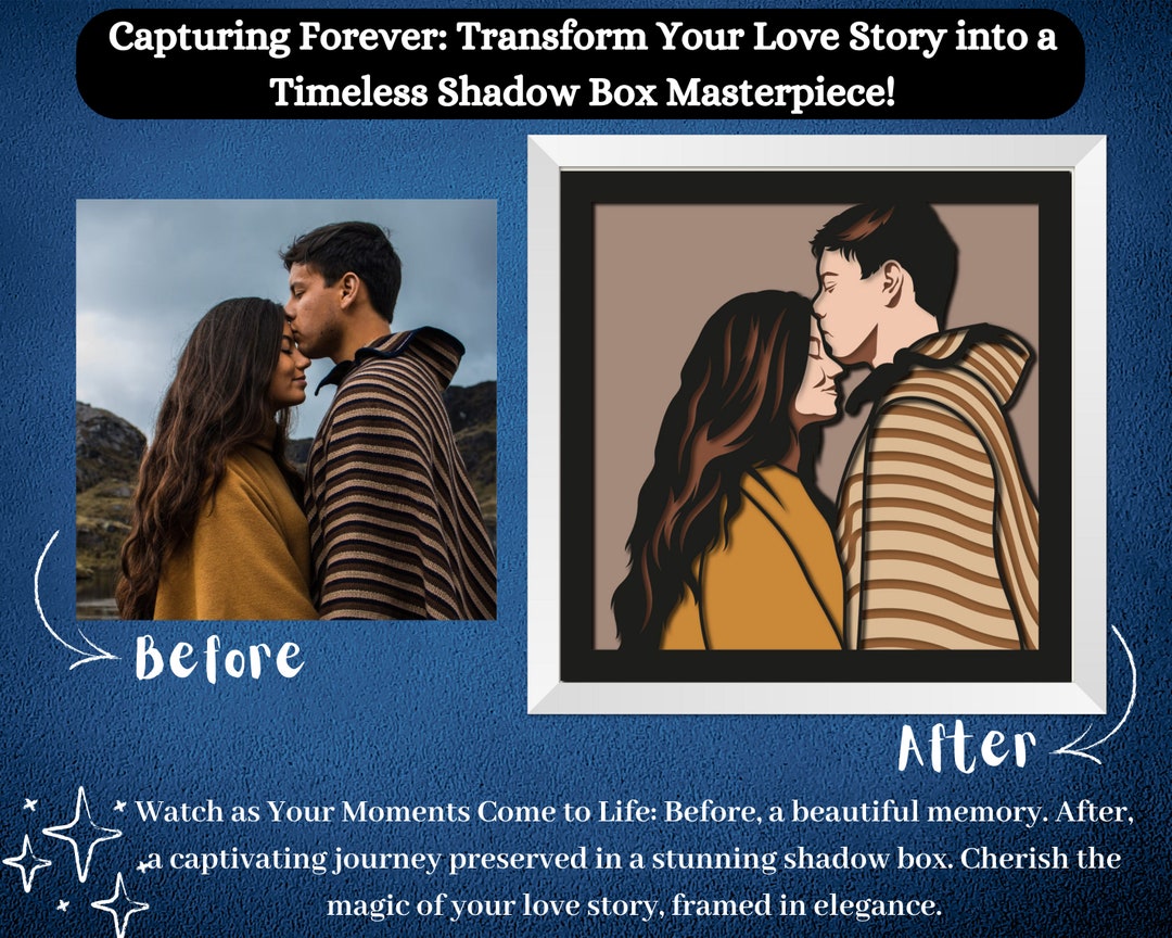 3D Custom Portrait Shadow Box, Custom Illustration, Personalized Photo ...