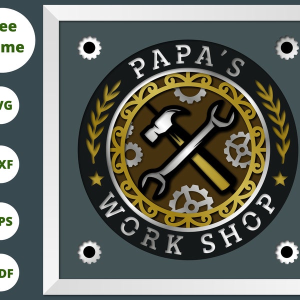 3D Fathers Day Shadow Box, Papas Work Shop, Fathers Day Gift, Dad Shadow Box, Gift for DAD, Files For Cricut 3D Fathers Day Shadow Box, Papas Work Shop, Fathers Day Gift, Dad Shadow Box, Gift for DAD, Files For Cricut