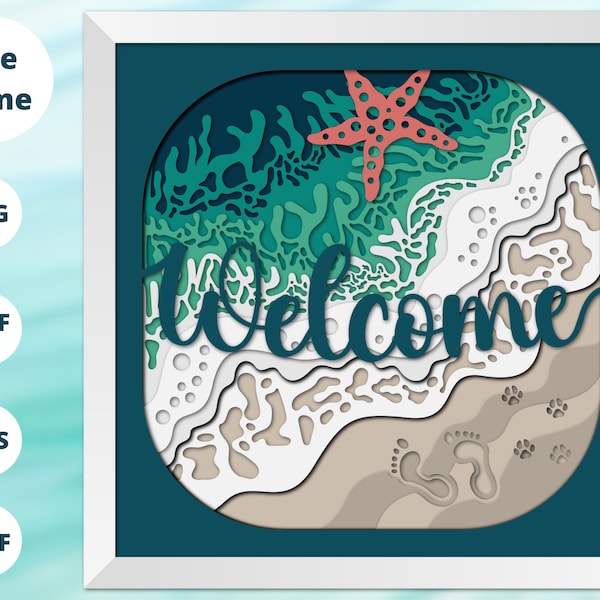 3D BEACH Welcome Shadow Box SVG - Seashore BEACH Shadow Box Svg - Cricut Files, Cardstock Svg, Silhouette Files, paper cut svg 3D BEACH Welcome Shadow Box SVG - Seashore BEACH Shadow Box Svg - Cricut Files, Cardstock Svg, Silhouette Files, paper cut svg