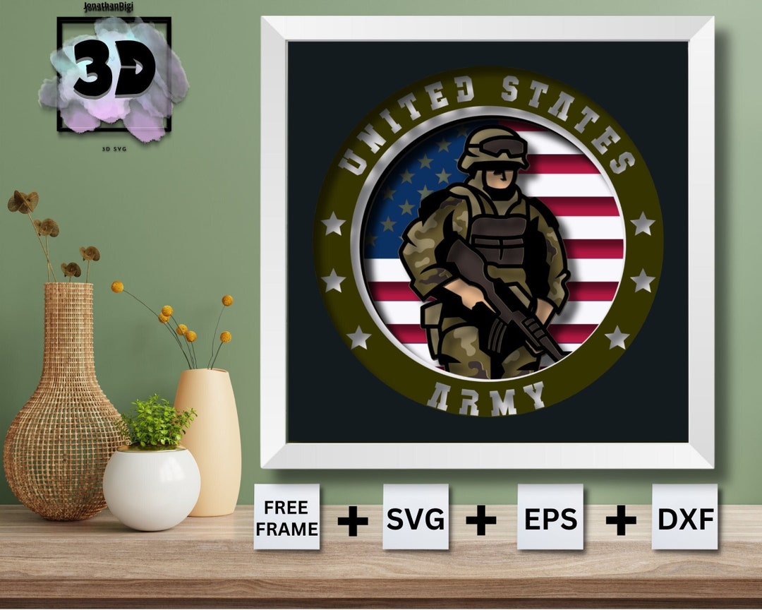 3D Us Army SVG - US Soldier Shadow Box - American Troops Svg, Army Svg ...