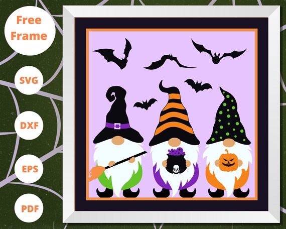 3d HALLOWEEN GNOMES svg, Gnomes Shadow box svg, Halloween Svg, 3d Gnomes svg, 3d layered svg, Files For Cricut - For Silhouette