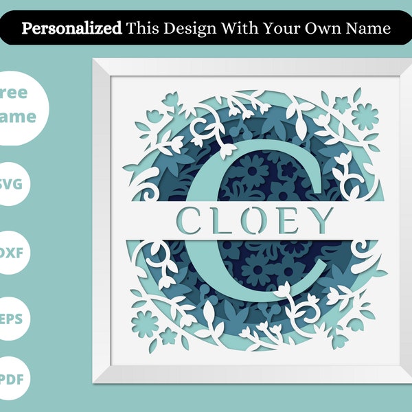 3D SVG Floral Split Monogram, A-Z Shadow box, Shadow Box, Custom Name, Alphabet Family Name SVG, Housewarming Gift, Files For Cricut 3D SVG Floral Split Monogram, A-Z Shadow box, Shadow Box, Custom Name, Alphabet Family Name SVG, Housewarming Gift, Files For Cricut