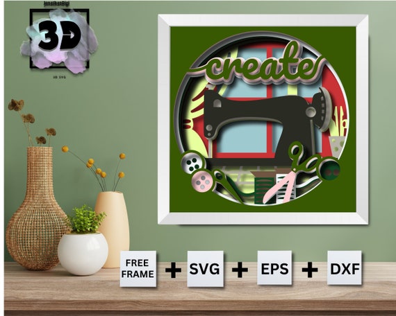 3D  CREATE SEWING SVG - Shadow Box - Cricut Files, Cardstock Svg, Silhouette Files, paper cut svg, 3D svg