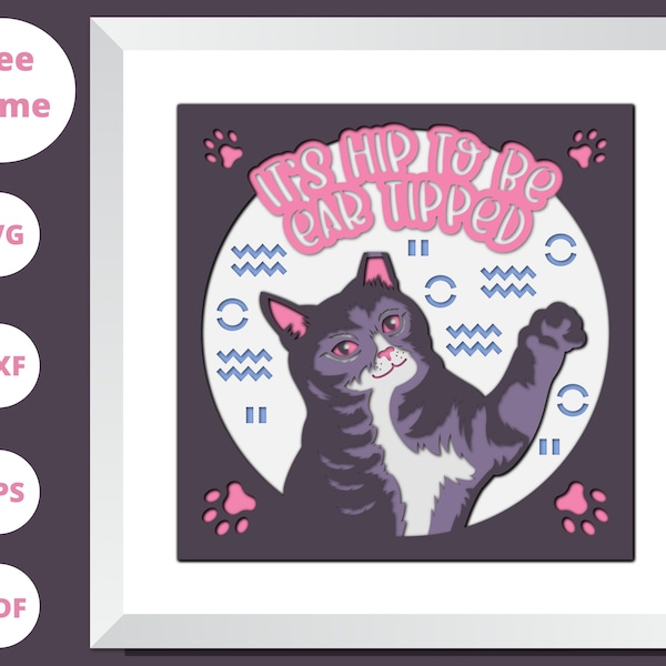 3D Shadow Box TNR Cat SVG - For Cricut - Cardstock Svg - For Silhouette