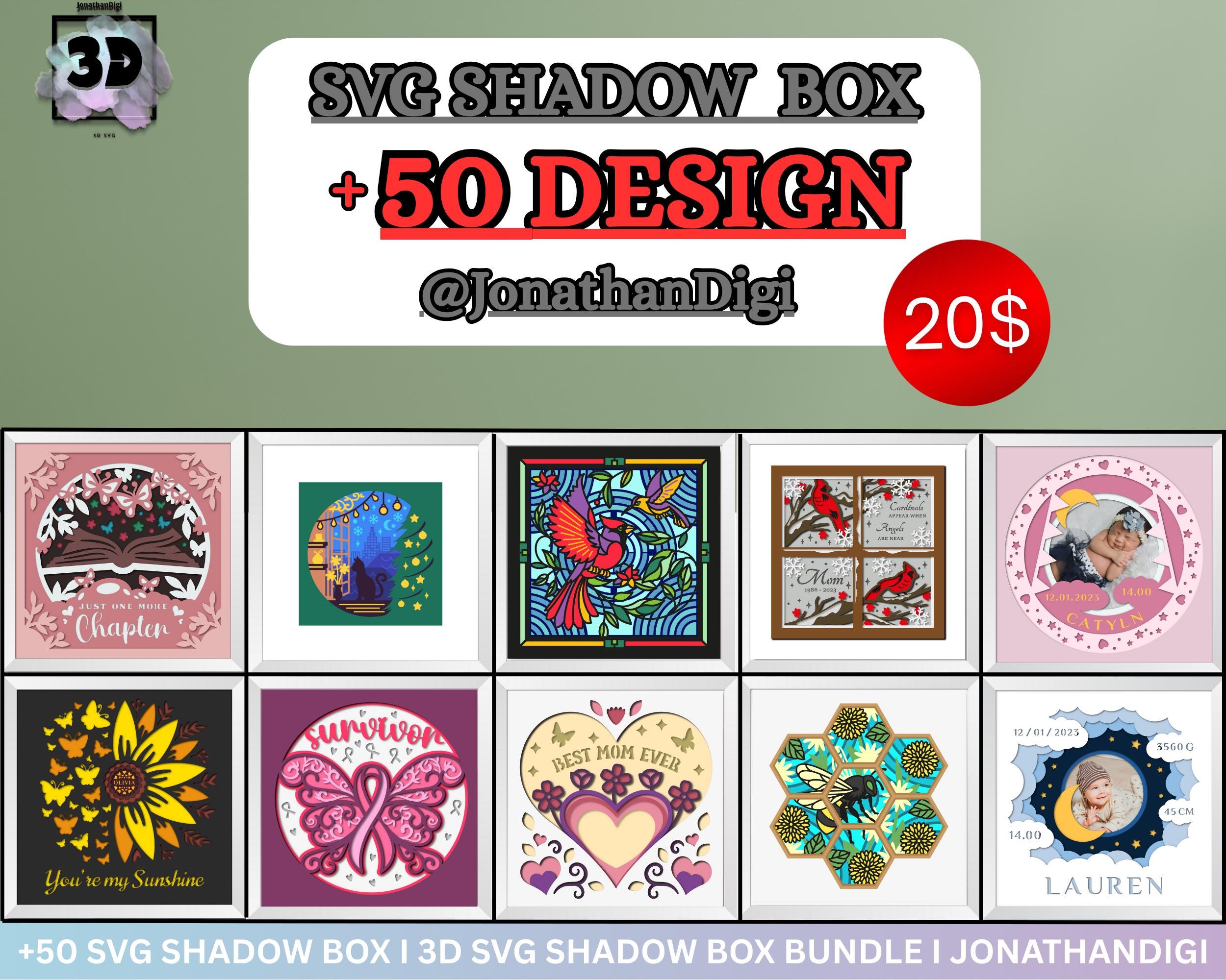 Layered Shadow Box File 50 3D Shadow Box SVG Bundle | Layered Paper Cut Files for Cricut | DIY ...
