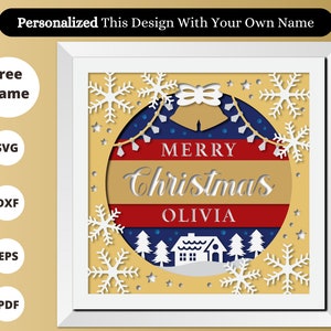 3D Merry Christmas Svg, KERST Shadow Box Svg - Kerstman Cricut Files, Cardstock Svg, Silhouet Bestanden