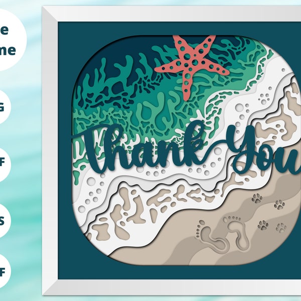 3D WAVE BEACH Shadow Box SVG - Seashore Beach Shadow Box Svg - Cricut Files, Thank You Beach, Cardstock Svg, Silhouette Files, paper cut svg 3D WAVE BEACH Shadow Box SVG - Seashore Beach Shadow Box Svg - Cricut Files, Thank You Beach, Cardstock Svg, Silhouette Files, paper cut svg