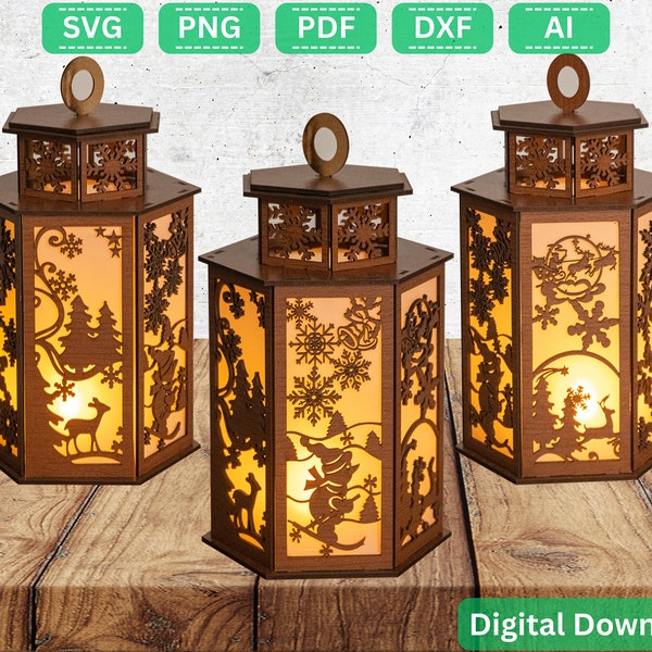 CHRISTMAS Lamp Night Light Deer Lantern Decoration Hanging Tree Decoration Candle Holder Digital Download