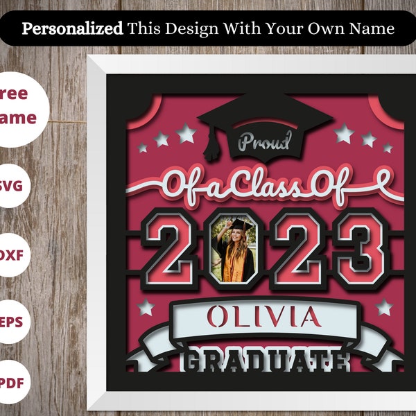 Personalized 3D SVG Graduation shadow box, graduation svg, Class of 2023 svg, Shadow box svg, Cricut shadow box, for silhouette, for cricut Personalized 3D SVG Graduation shadow box, graduation svg, Class of 2023 svg, Shadow box svg, Cricut shadow box, for silhouette, for cricut