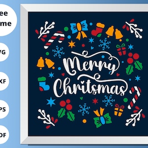 3D MERRY CHRISTMAS Shadow Box - Christmas Svg file for Cricut - DIY Project - Xmas Paper Cutting Template Svg
