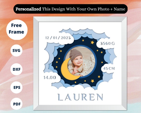 3D Baby Born Shadow Box For Kids, Baby Birth Shadow Box, Custom Name SVG, Baby Gift, personalized svg, Svg for silhouette, Svg for cricut