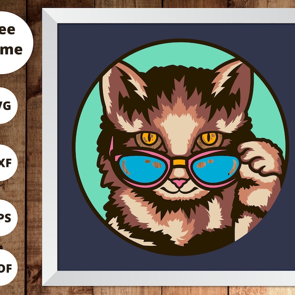 3D Cat, Cute Cat Shadow Box Svg, Baby Cat Cute 3D Box, 3D Paper Cut Shadow Box, For Cricut