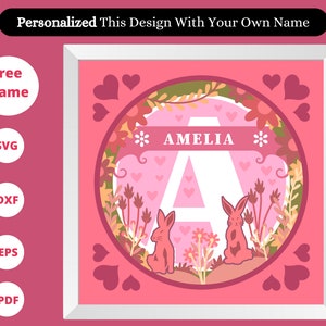 3D PERSONALIZADO Girl Split Monograma A-Z Shadow Box, Alfabeto Nome da família SVG, Nome personalizado, Monograma de menina, Presente de aniversário, Arquivos para Cricut