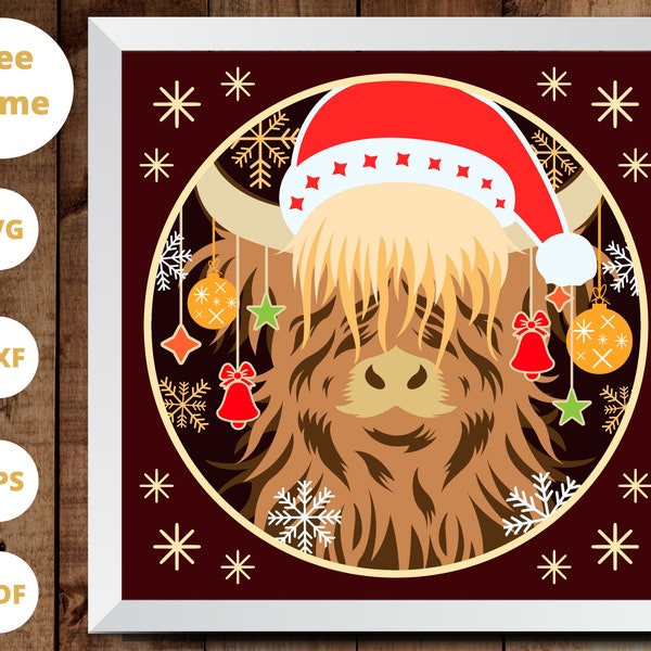 3D CHRISTMAS HIGHLAND COW Svg, 3d Highland Cow Shadow Box Svg, Christmas Layered Papercut, For Cricut - For Silhouette 3D CHRISTMAS HIGHLAND COW Svg, 3d Highland Cow Shadow Box Svg, Christmas Layered Papercut, For Cricut - For Silhouette
