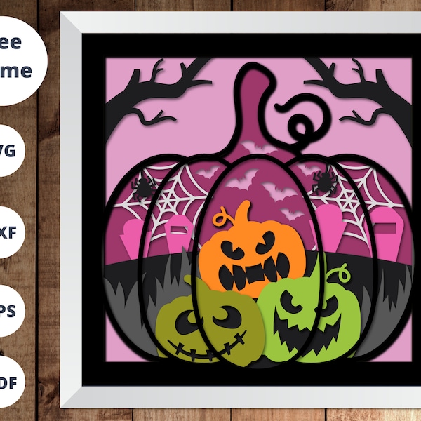 3D HALLOWEEN PUMPKIN Svg, Pumpkin Venom Svg, Pumpkins Shadow Box, Halloween Decor Shadow Box, For Silhouette - For Cricut