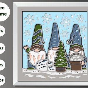 3D CHRISTMAS SNOW GNOMES Svg, Gnome Shadow Box, 3d Mandala svg svg, Family Gnomes svg, For Silhouette - For Cricut