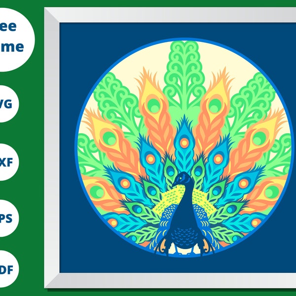 3D PEACOCK Shadow Box - PEACOCK 3D SVG - For Cricut and Silhouette