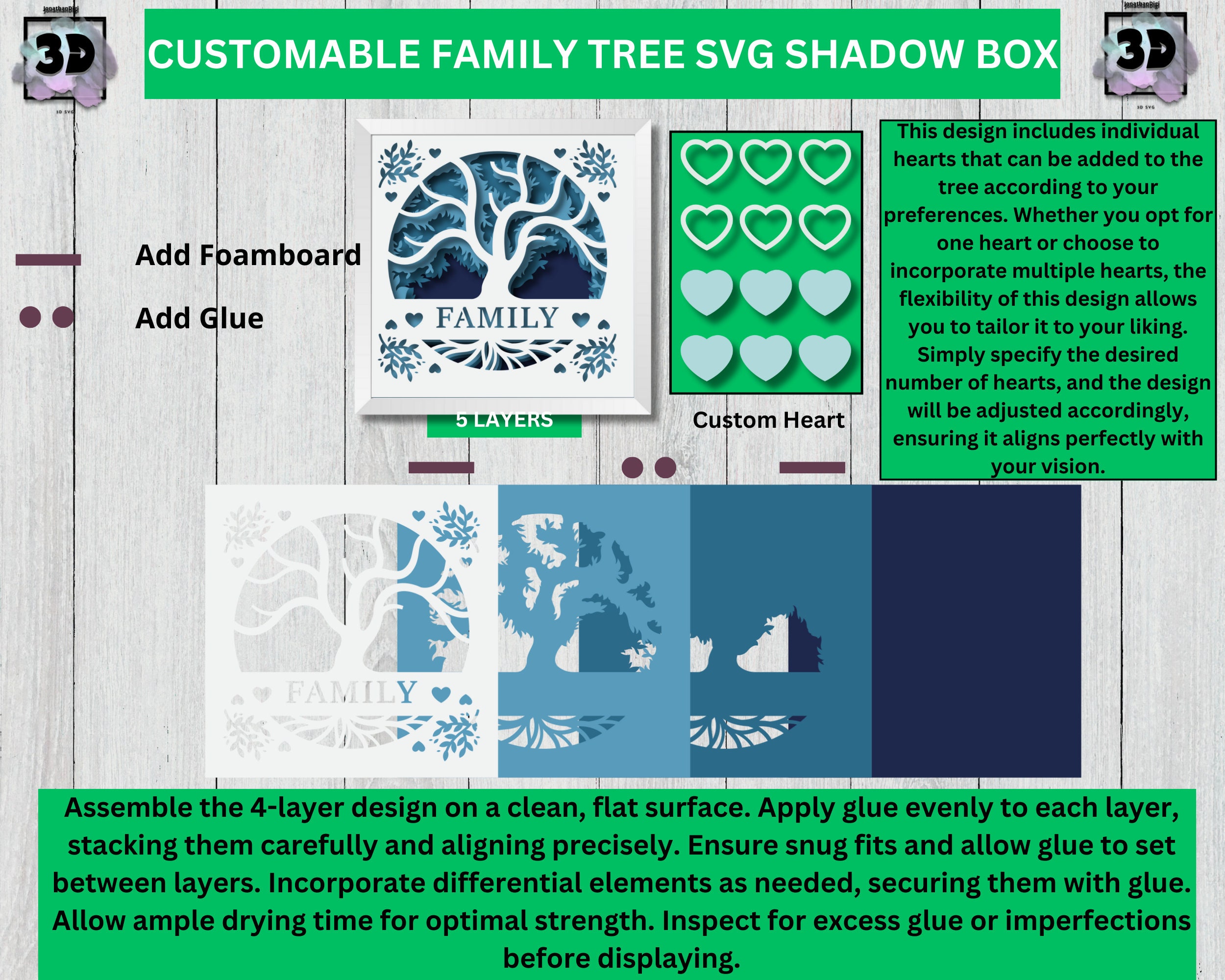 3D Customizable FAMILY Svg - Family Tree - Perfect Gift for Mother's ...