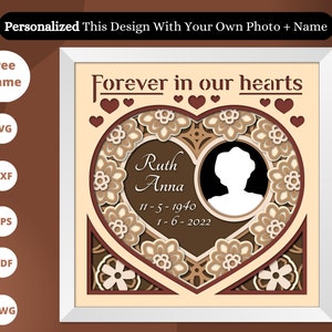PERSONNALISABLE MEMORIAL Shadow Box svg, SVG 3D, cadeau commémoratif, svg personnalisé, Pour Cricut, pour la silhouette