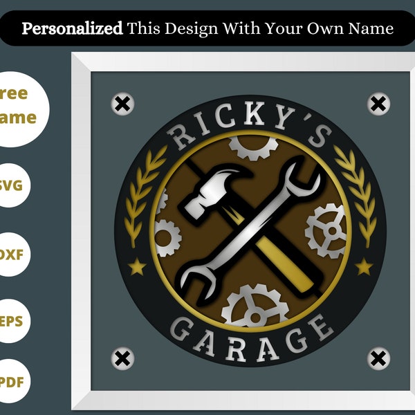 Personalized 3D Dad's Garage Shadow Box, Fathers Day Gift, Personalized Gift for Dad, Gift for Grandpa, Gift for Papa, Fathers Day Personalized 3D Dad's Garage Shadow Box, Fathers Day Gift, Personalized Gift for Dad, Gift for Grandpa, Gift for Papa, Fathers Day