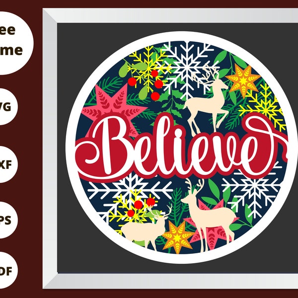 3d Christmas BELIEVE Svg, CHRISTMAS Shadow Box Svg - for cricut - for silhouette - Cardstock Svg 3d Christmas BELIEVE Svg, CHRISTMAS Shadow Box Svg - for cricut - for silhouette - Cardstock Svg