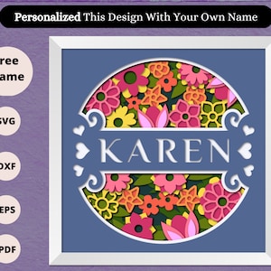 Customizable 3D Mother’s Day ,Love Floral Letter name Design, Split Monogram Frame, Fancy letter svg, svg for circut.