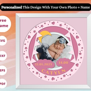 3D SVG Baby Born Shadow Box pour les enfants, naissance de bébé, nom personnalisé SVG, cadeau de bébé, svg personnalisé, Svg pour silhouette, Svg pour cricut