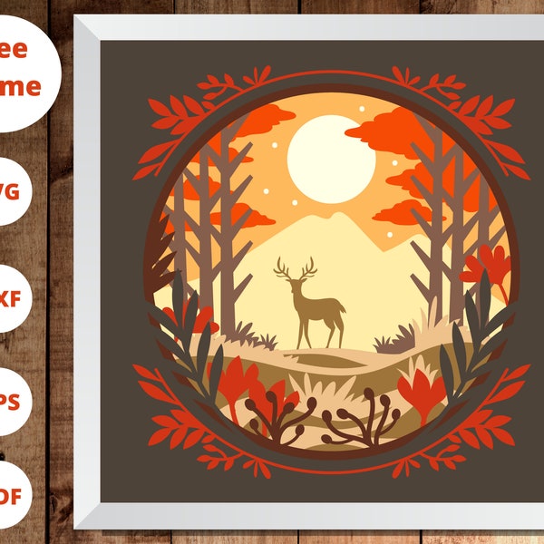 3d DEER shadow box svg, Deer svg, 3D Deer shadow box, layered cardstock svg - For Silhouette - For cricut