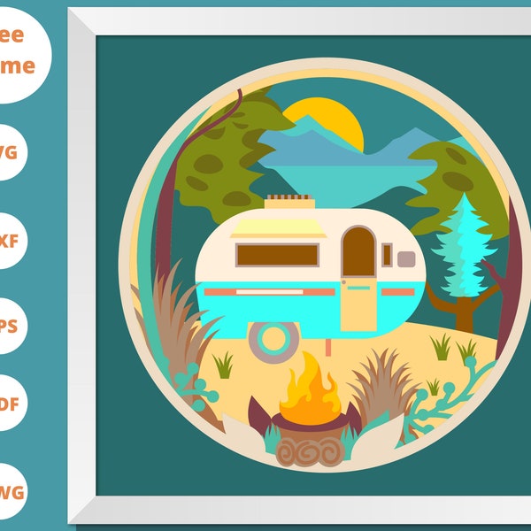 3D SUNSET CAMPER Shadow Box SVG - Camper Shadow Box Svg - Cricut Files, Cardstock Svg, Silhouette Files, paper cut svg 3D SUNSET CAMPER Shadow Box SVG - Camper Shadow Box Svg - Cricut Files, Cardstock Svg, Silhouette Files, paper cut svg