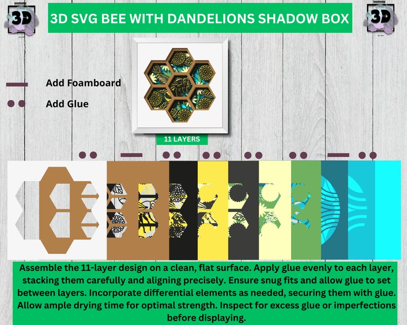 3d Bee Shadow Box SVG, Layered Bee and Daisies SVG, 3d Daisy Svg, Honey ...