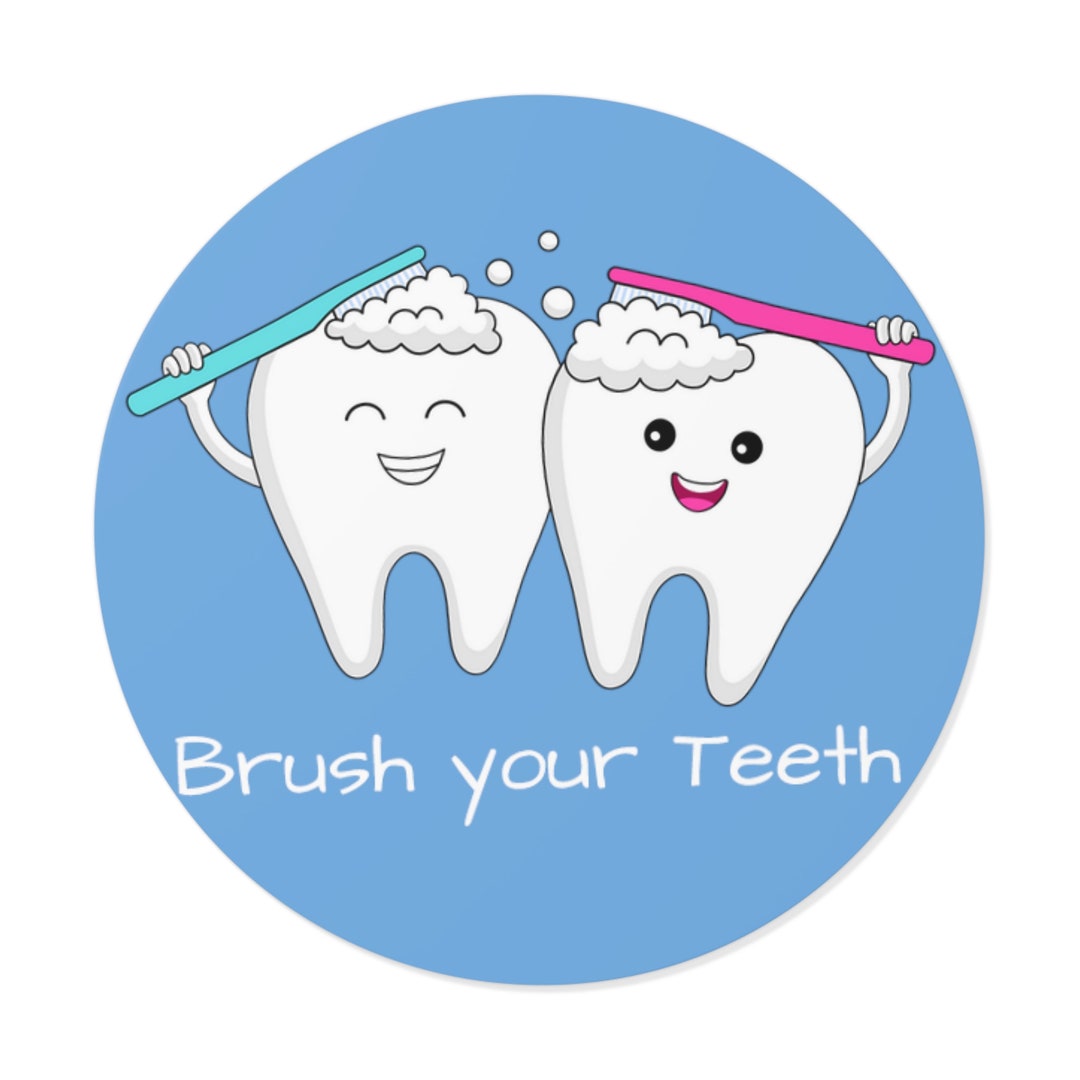 Toothbrush Printable Stickers Brush Your Teeth- Round Vinyl Stickers - Etsy
