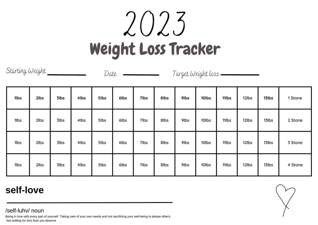 DIGITAL DOWNLOAD, Weight Loss Tracker, 2023, Target Weight Goals