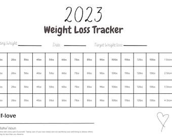 DIGITAL DOWNLOAD, Weight Loss Tracker, 2023, Target weight goals, printable