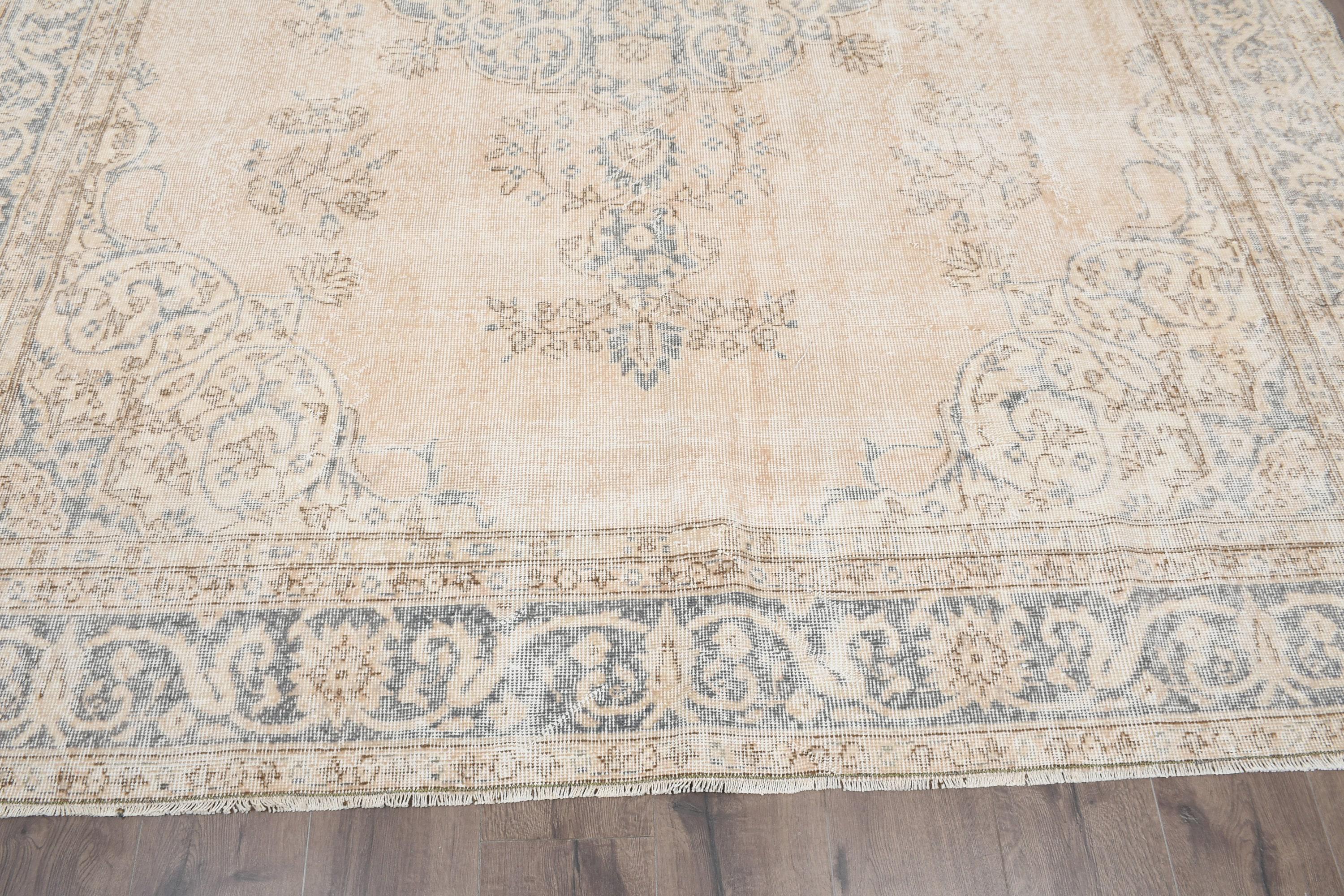 ベージュ　メダリオンヴィンテージラグ　トルコラグ iichi限定】トルコヴィンテージラグ ネイビーブルー×ベージュ