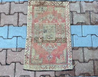 Vintage Turkish Rug 1.6x2.6 Ft (49x80 Cm), Red Floral Rug - Etsy