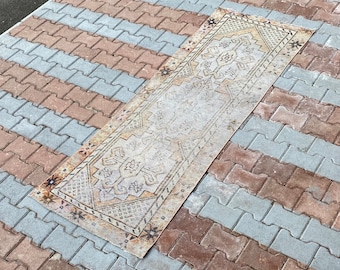 3x7 Turkish Runner Rug, Vintage Runner, Anatolian, Hand-Made, Oushak Rug, Faded Rug, Antique, Runner Rug, Natural, FREE SHIPPING, 2.5x7.3 ft