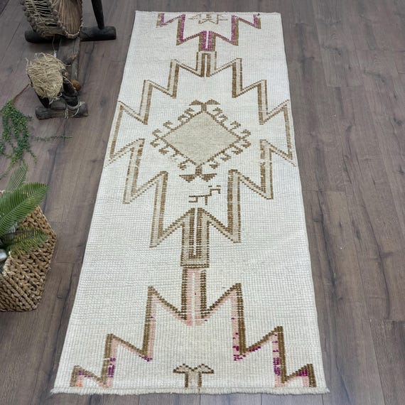 Herki Rug, Vintage Rug, Turkish Rug, 3x7 Accent Rug, Decorative
