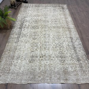 6x10 Large Rugs, Vintage Rug, Turkish Rug, Decorative Oushak Rugs, Rugs For Bedroom, 5.7x9.6 ft Beige Rug, Antique Wool Rug, Organic Rug,