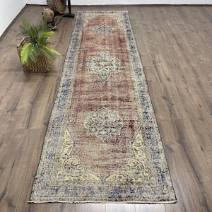 Turkish Rug, 3x12 Runner Rugs, Vintage Rug, Antique Rug, Rugs For Stair, 3.1x11.7 ft Red Rug, Ivory Flatweave Area Rug, Decorative Wool Rug