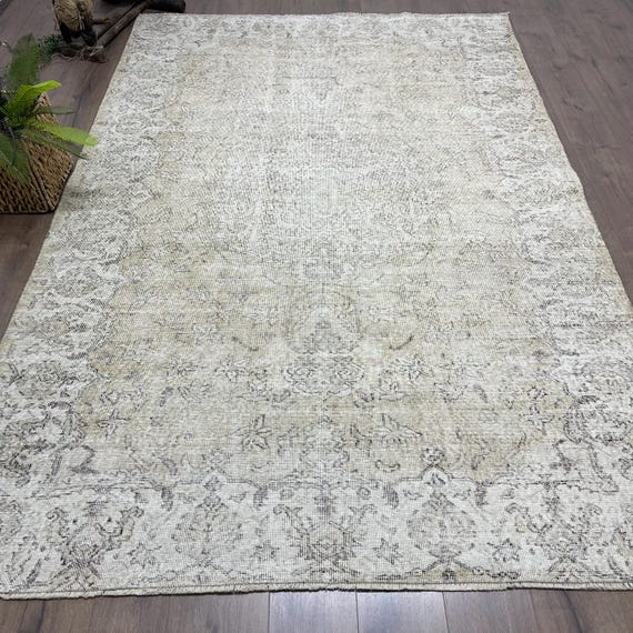 Vintage Teppich 180x250, Grauer Wollteppich